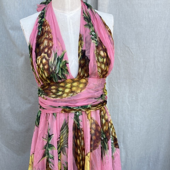 Dolce Gabbana silk chiffon halter dress 48 12 - Picture 2 of 5